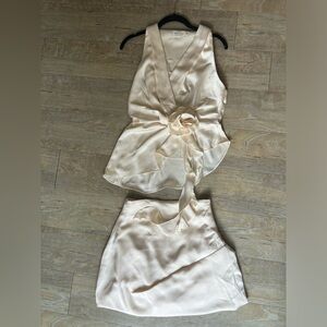 Satin Cream Skirt Set